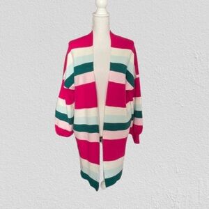 Crown & Ivy Striped Open-Front Cardigan